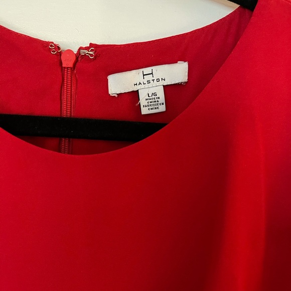 Halston Red drape sleeve dress Large - Picture 4 of 6